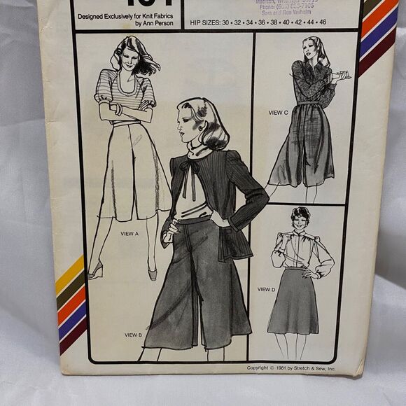 1981 Stretch and Sew Divided and A-Line Shirts Design Patterns By Ann Person - Picture 4 of 10